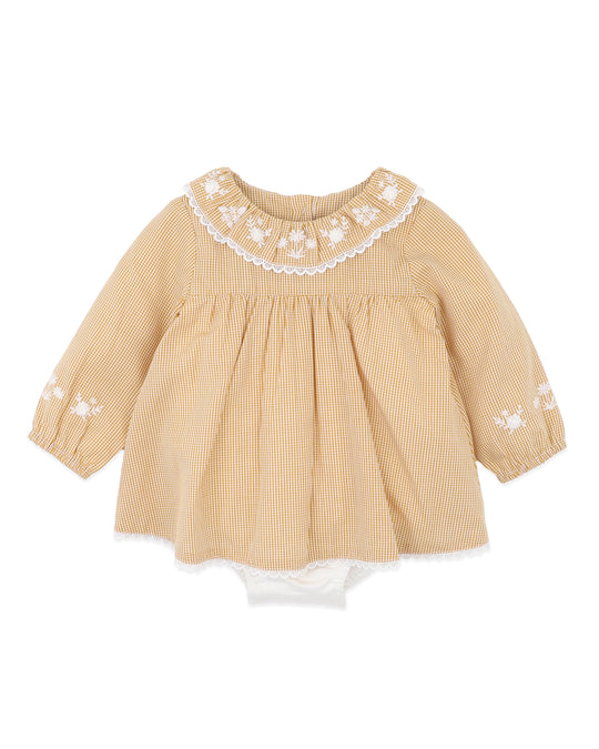 WINNIE EMB. GINGHAM OVERLAY DRESS