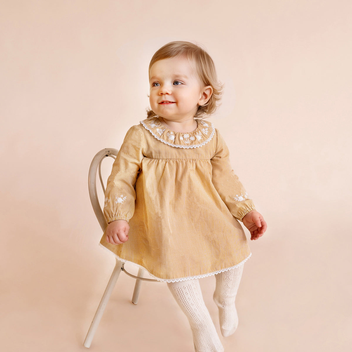 WINNIE EMB. GINGHAM OVERLAY DRESS