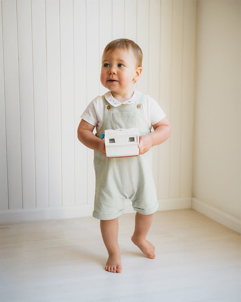 Roman Green Stripe Overalls