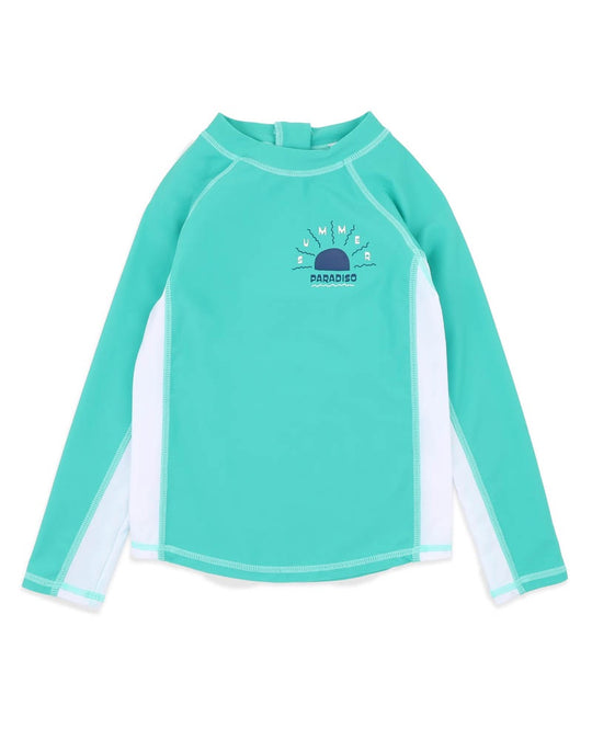 Boys Teal Green LS Rash Top