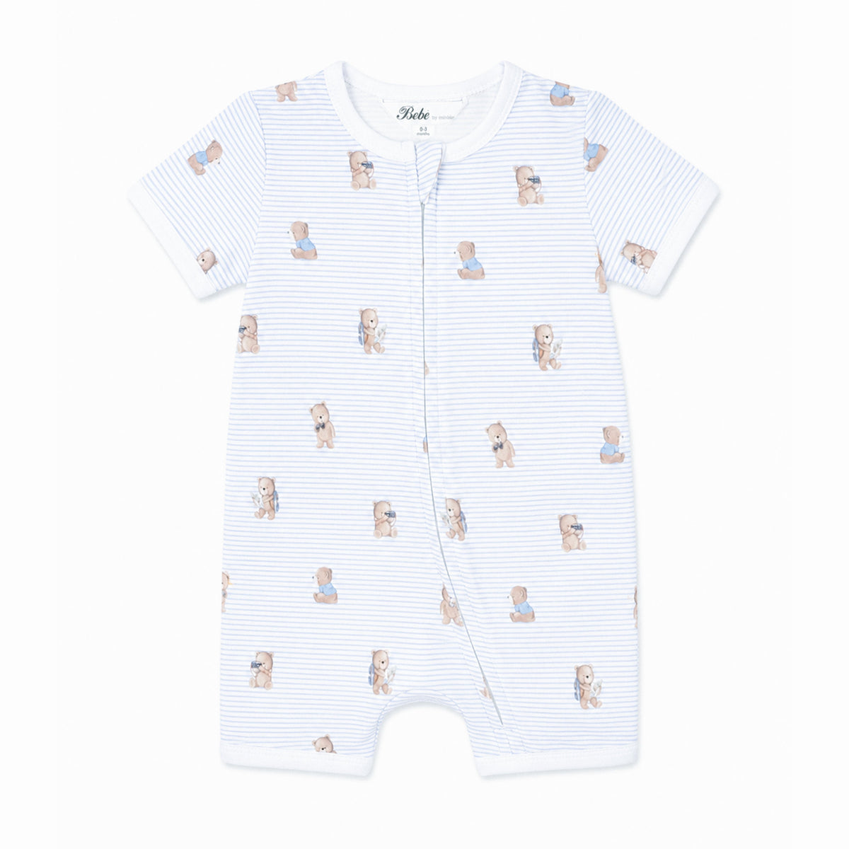 BRADY STRIPE ORGANIC SS  ZIP ROMPER