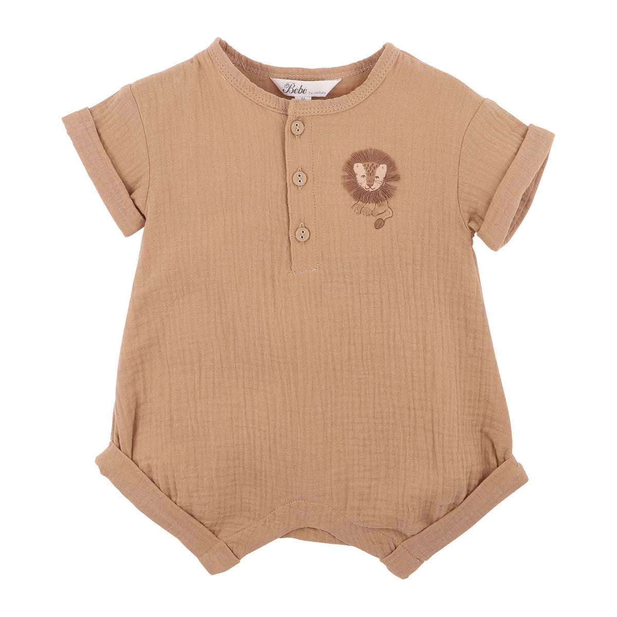 SWAY TEXTURED EMBROIDERED LION ROMPER