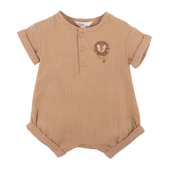 SWAY TEXTURED EMBROIDERED LION ROMPER