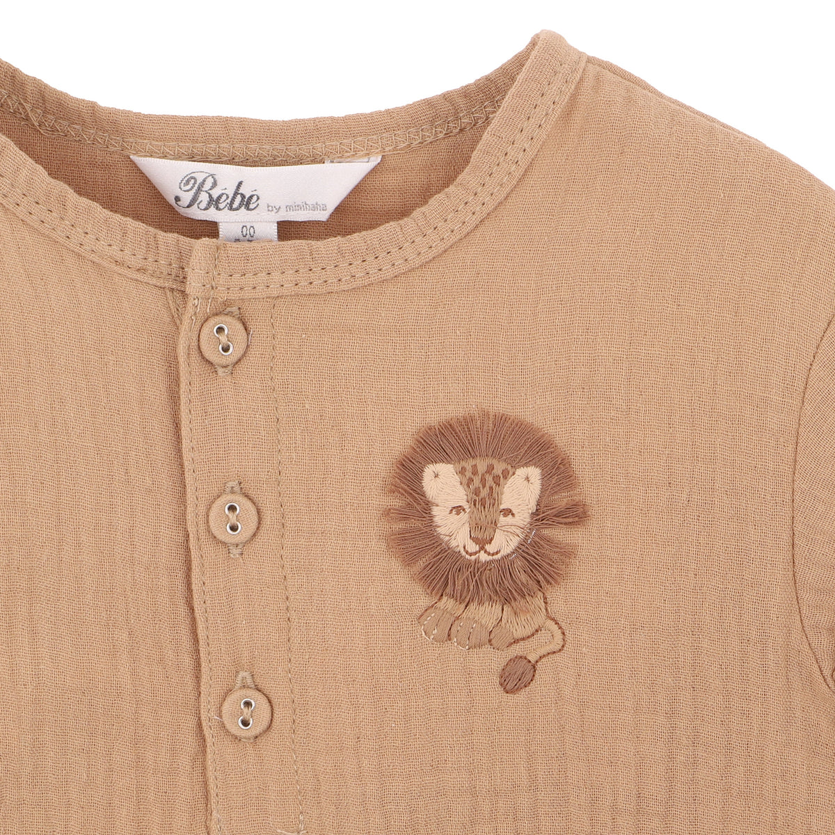 SWAY TEXTURED EMBROIDERED LION ROMPER