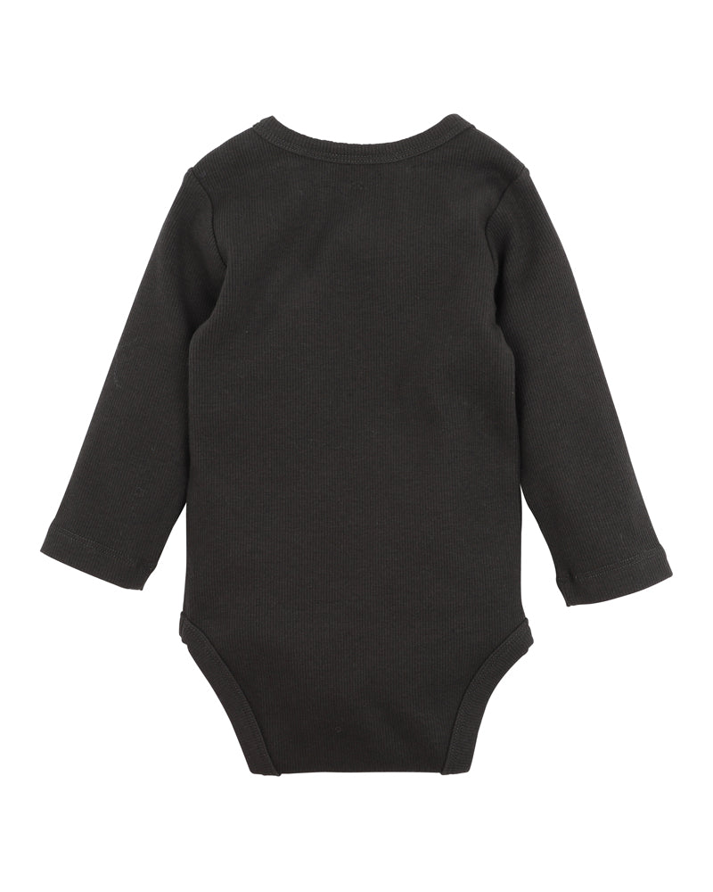 Rib Long Sleeve Bodysuit | Charcoal