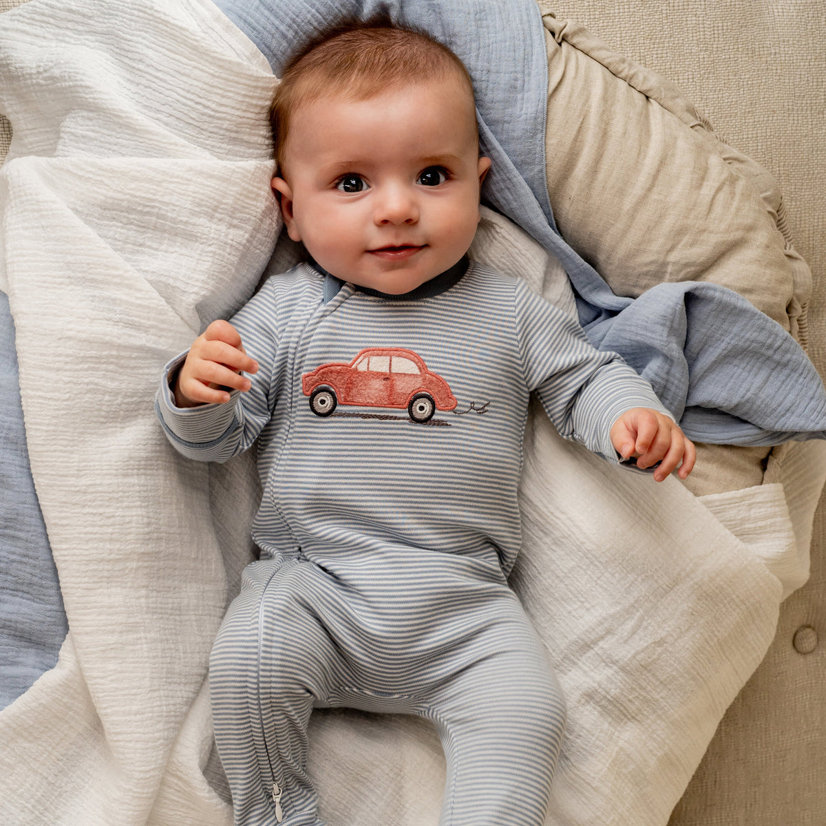 ALVIN STRIPE ORGANIC LS ZIPSUIT