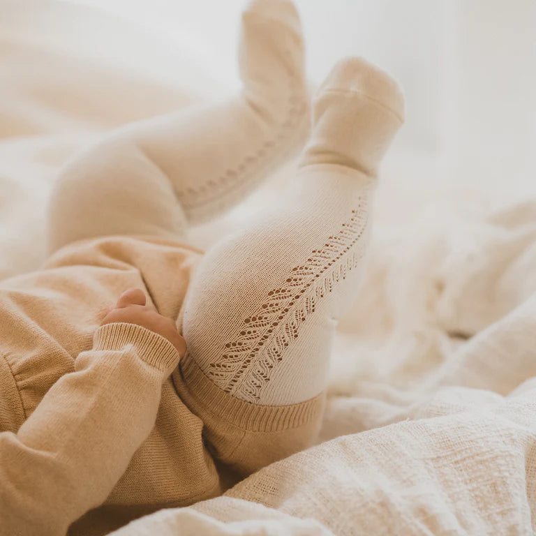 Almond Open Work Tights