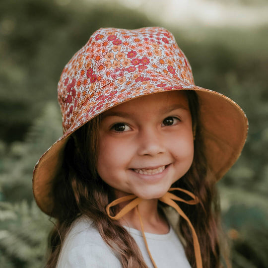 'Wanderer' Girls Panelled Bucket Sun Hat - Melody/Maize
