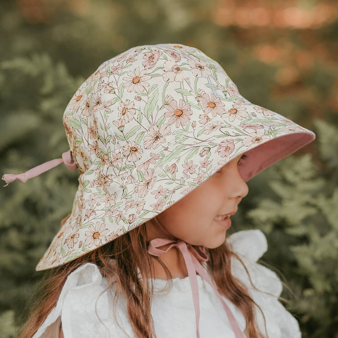 &#39;Wanderer&#39; Girls Panelled Bucket Sun Hat - Poppy/Rosa