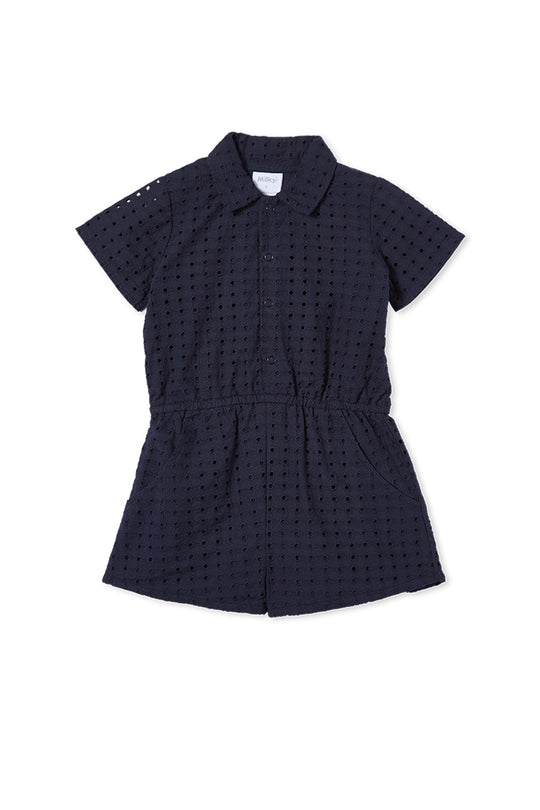 Navy Broderie Playsuit