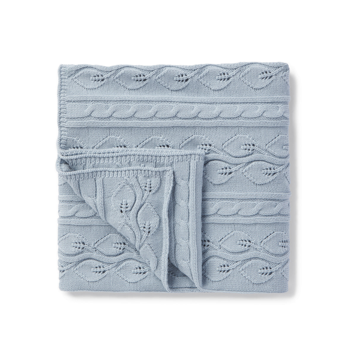 Fog Blue Cable Knit Blanket