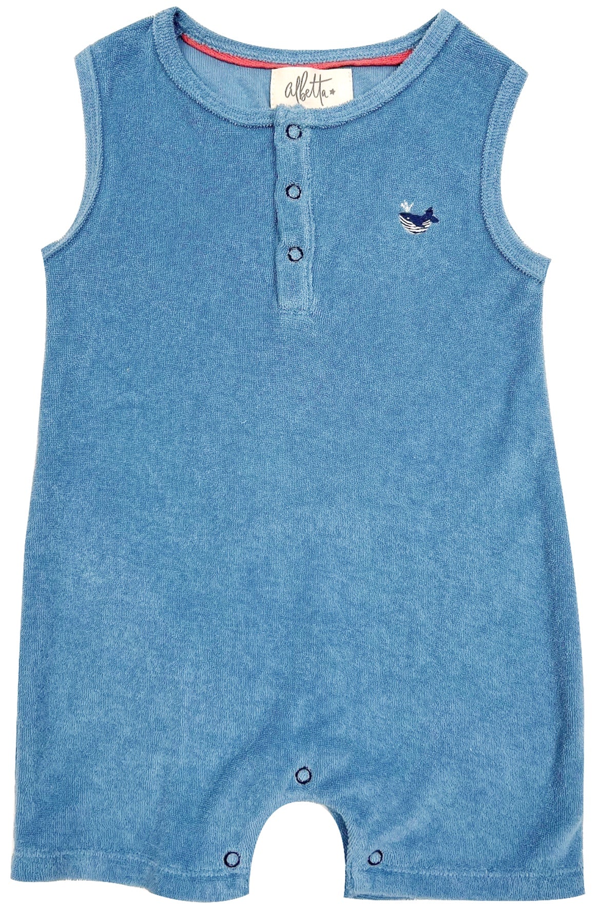 Whale Embroidered Towelling Romper