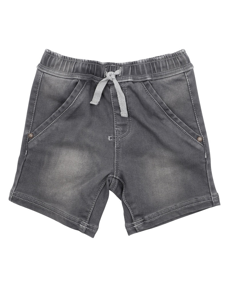 Charcoal Knit Denim Shorts | 3-7