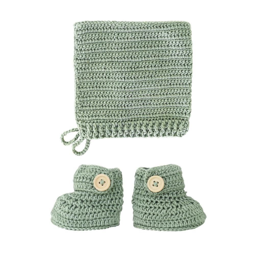 Crochet Bonnet &amp; Bootie Set