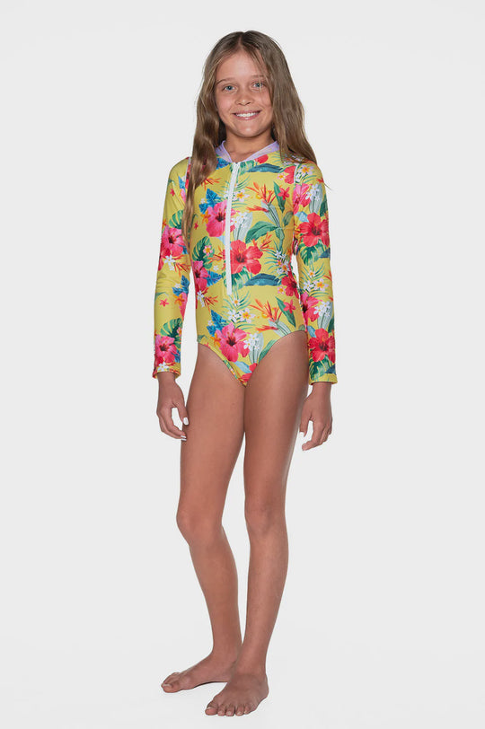 Tropicana Long Sleeve Zip One Piece | Lei