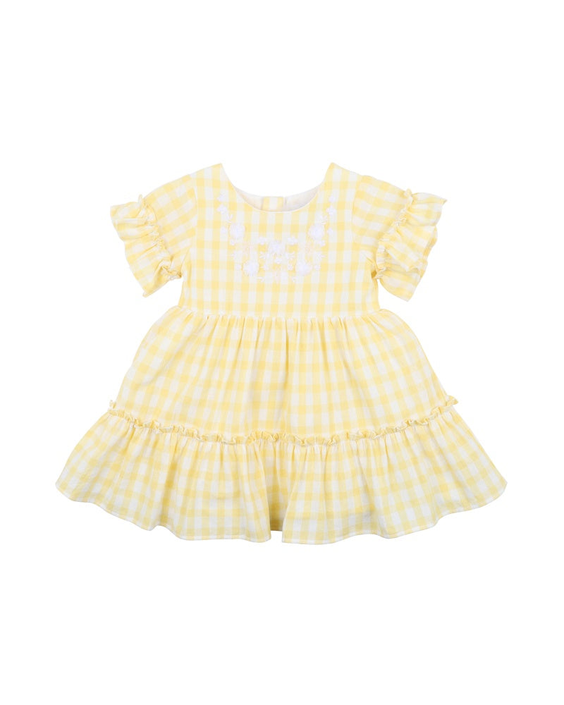 Peggy Embroidered Gingham Dress