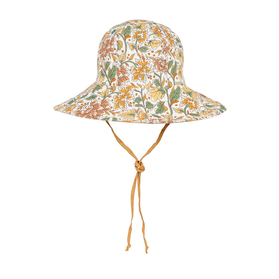 &#39;Wanderer&#39; Girls Panelled Bucket Sun Hat - Peony / Maize